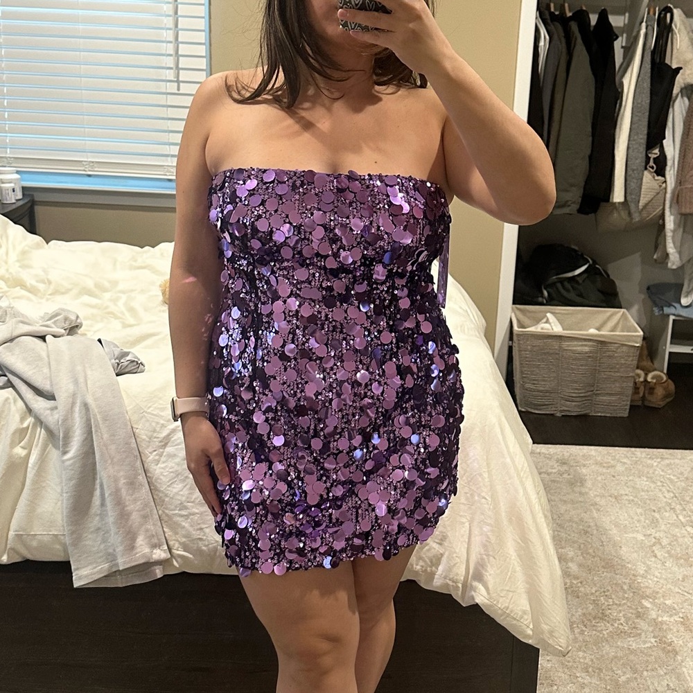 Princess Polly Purple Sequin Strapless Bodycon Dress